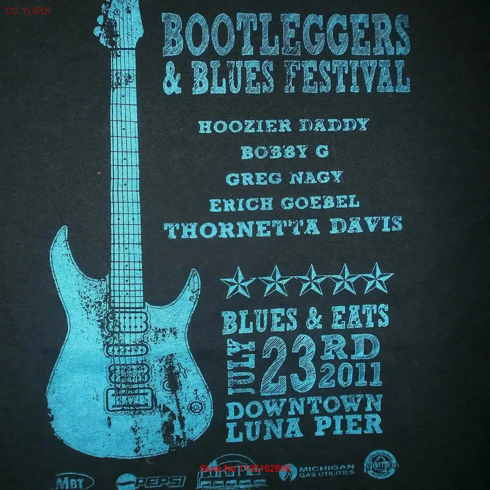 BOOTLEGGER BLUES FESTIVAL CONCERT T SHIRT Thornetta Davis Hoozier Daddy 3XL vintage Washed graphic Unisex Breathable Casual