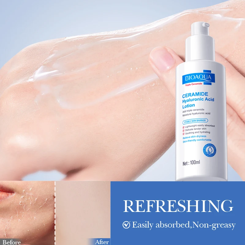 

100ml BIOAOUA Ceramide Hyaluronic Acid Moisturizing Lotion Long-lasting Moisturizing Fade Fine Lines Wrinkle Face Care