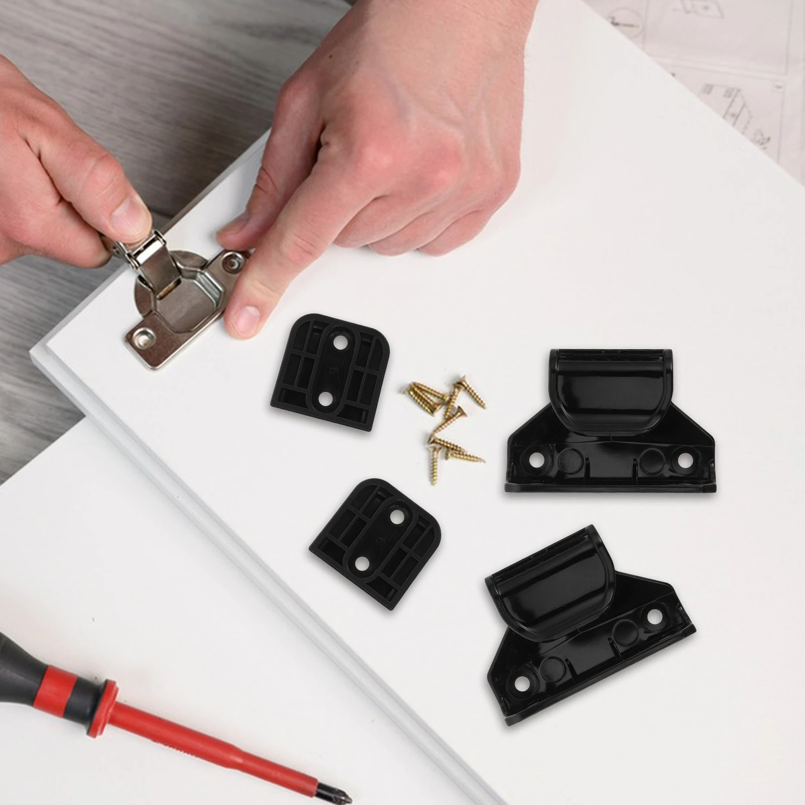 

1 set 1 Set Retractable Baby Gate Replacement Parts Indoor Safety Hardware Kit Includes Latches Brackets Screws Black For Stairs