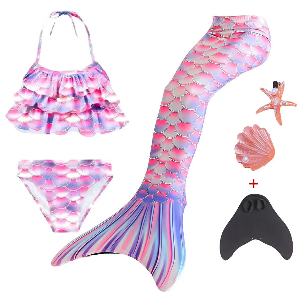 2024 Girls Tail Mermaid Tails Beach Costume Clothing With Monofins Bikini Swimming Cosplay Littli Mermaid Tail Children Swimwear