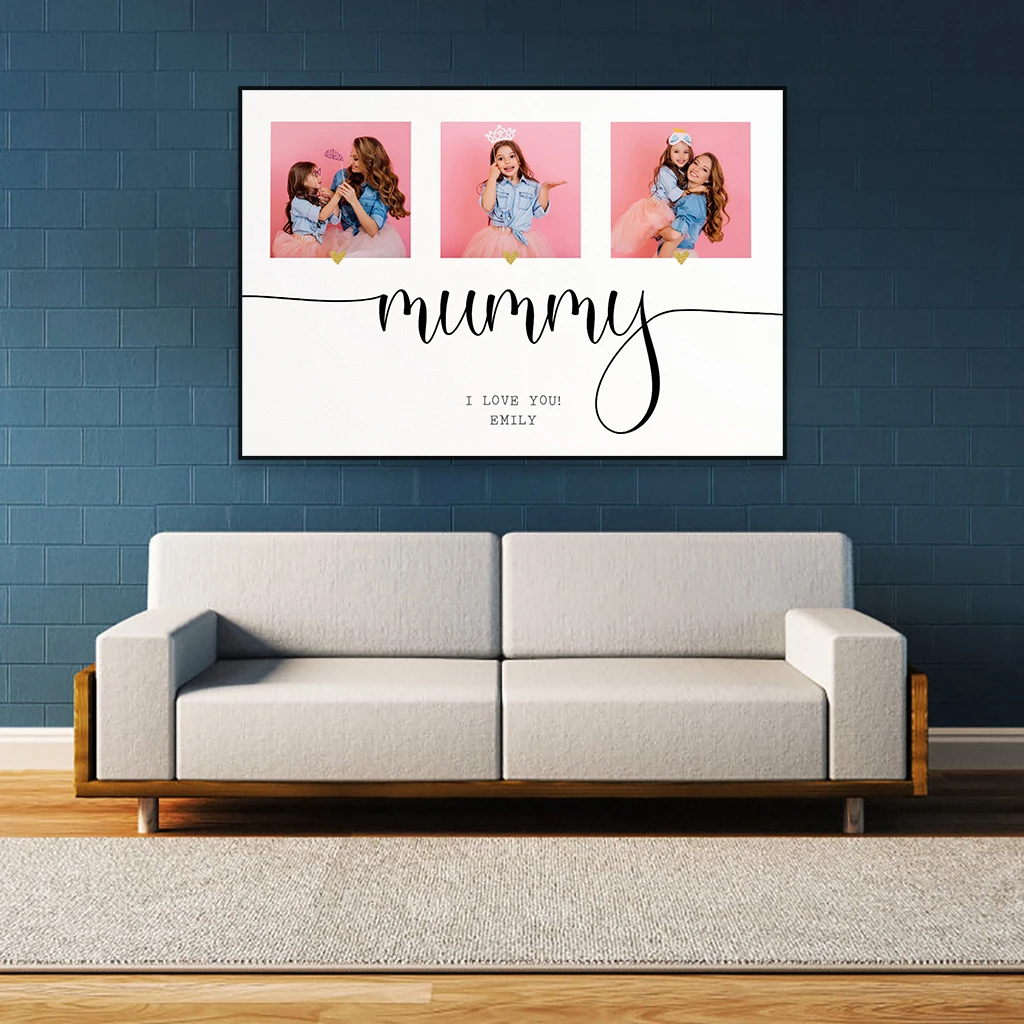 

Custom MUM Photo Collage Poster Mother's Day Gift Wall Art Print Personalized Mummy Canvas Painting Bedroom Wall Decoration