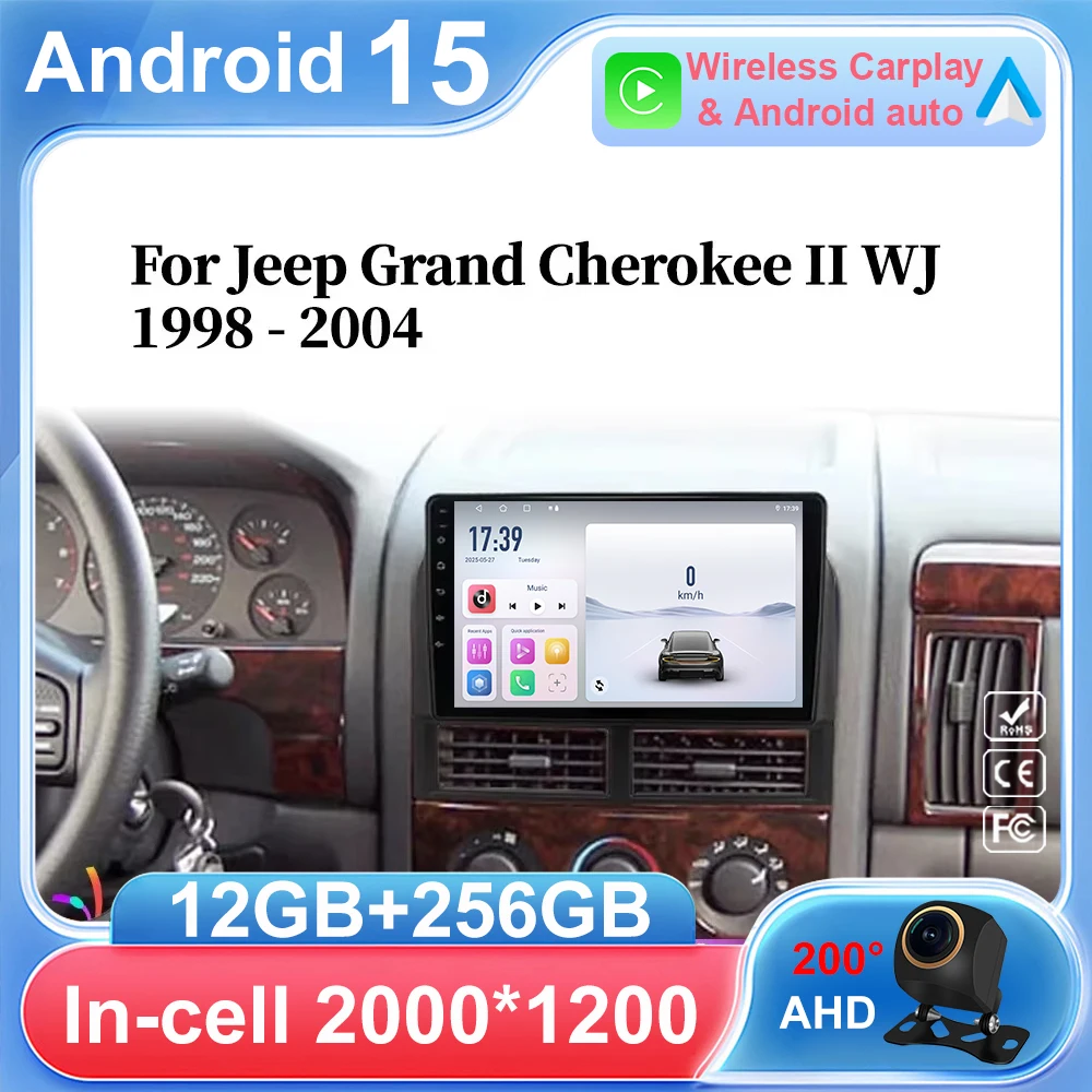 Android 15 For Jeep Grand Cherokee II WJ 1998 - 2004 Monitor Screen TV Car GPS lettore Video Autoradio Navigation Stereo Radio