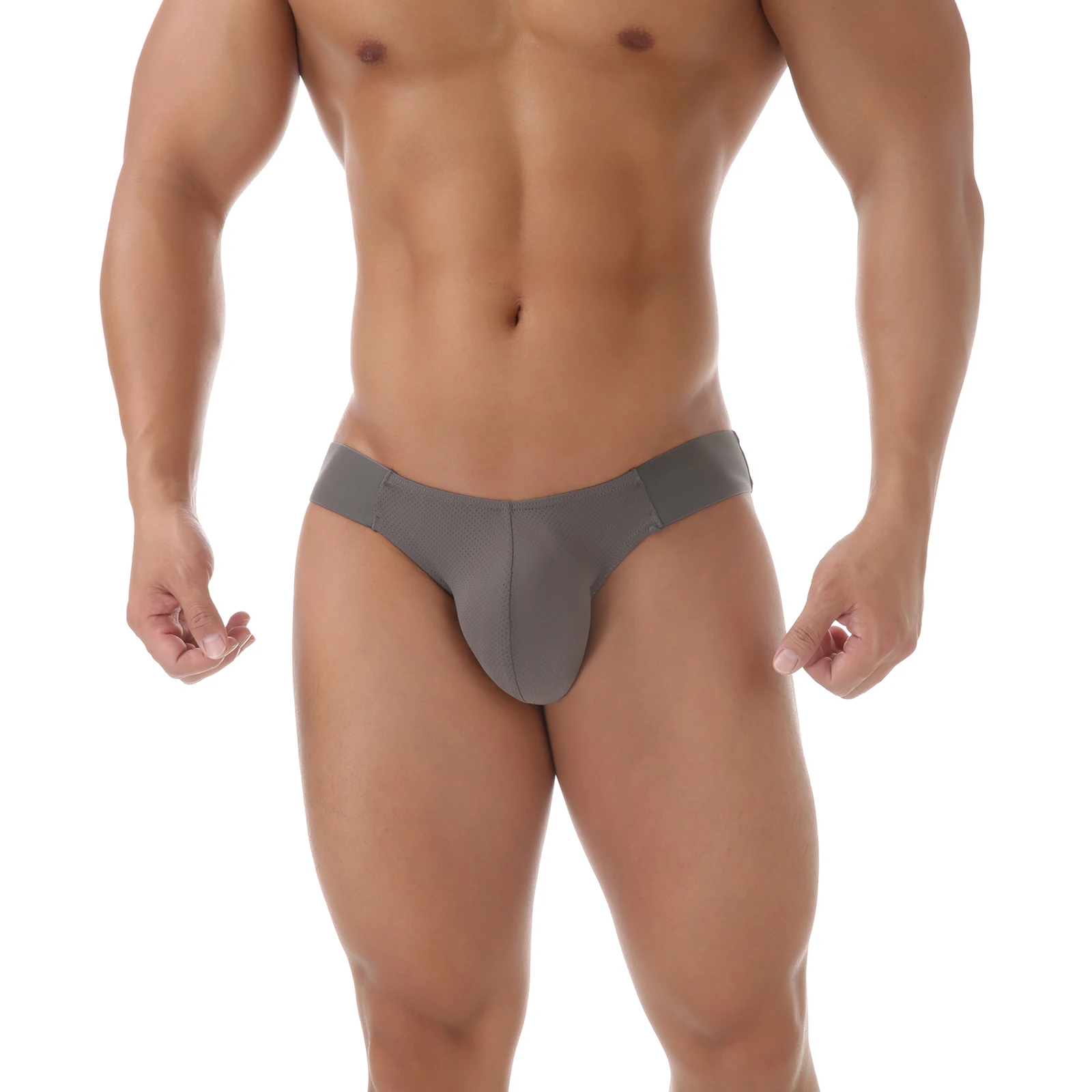 Men's Mesh Sports Underpants Ultra-thin Breathable Running Fitness Elastic Underwear Sexy Bulge Pouch Briefs Butt Lifting