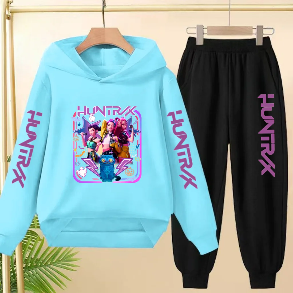 Golden Coreano Wave Girl Group Cartoon Bambini Popolare Felpa con cappuccio Felpe + Pantaloni Ragazzi Ragazze Sport Top 3-12 anni Bella ragazza Casual Set