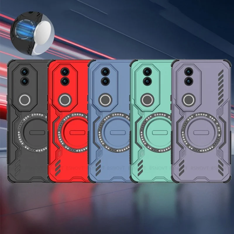Für Abdeckung Vivo V50 Fall Vivo V50 VivoV50 Capas Stoßfest Stoßstange Harte Neue Rüstung Drahtlose Ladung Ringförmige Magnetische Fundas Vivo V50