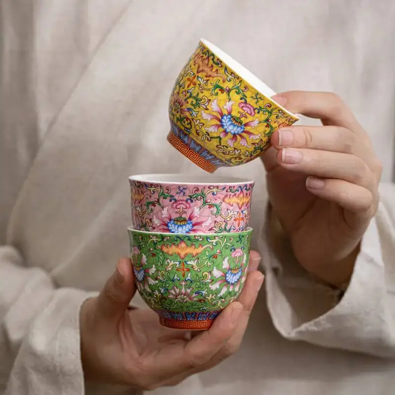 Enamel-surfaced Ceramic Tea Cup, Master Cup, Tea Tasting Cup, Tea Cup In Palace Style, Single Cup For Drinking Tea, Tea Set,