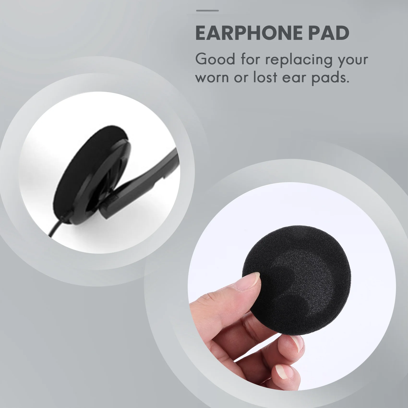 ABAN 4 Pair 60mm Replacement Ear Foam Earphone Pad Covers for Headset Headphone Black