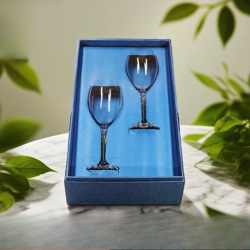 Set regalo con bicchiere di vino rosso in cristallo, calice di alto valore, souvenir di nozze con bicchiere di vino di fascia alta