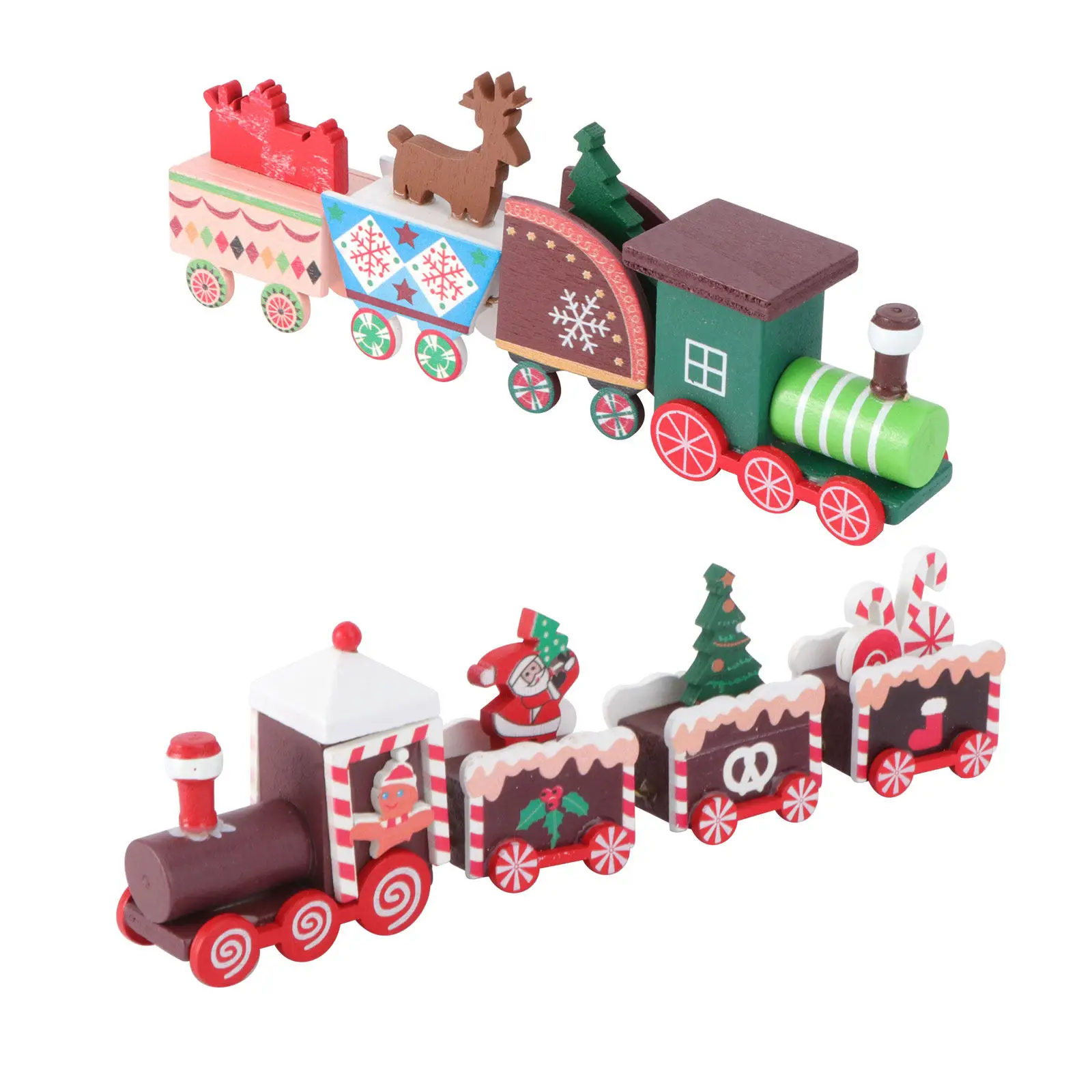 

2Pcs Micro Train Decoration Wooden Christmas Theme Desk Accessory for Children Home Holiday Setup Christmas Train