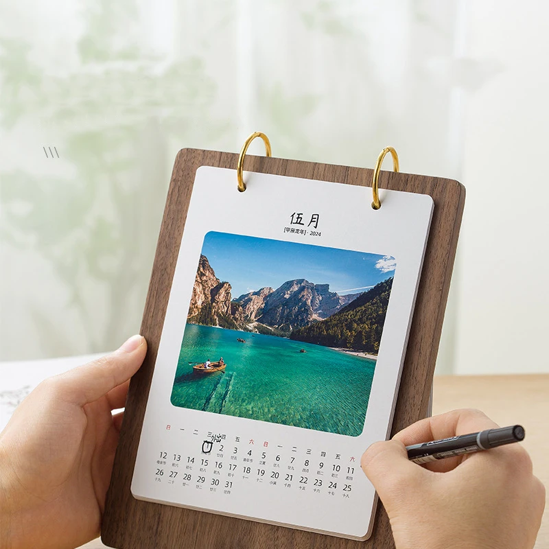Desktop calendar business office desktop creative literary wooden calendar work note calendar