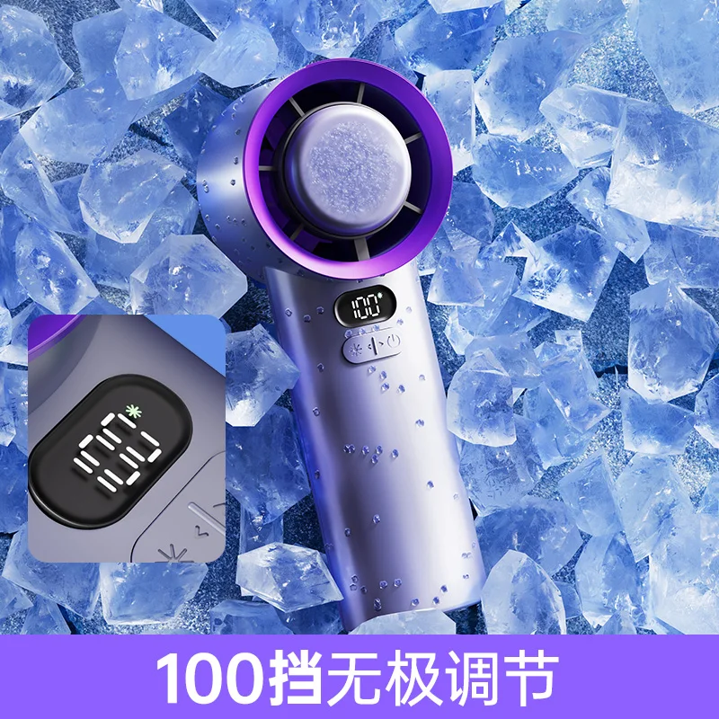 Newstyle Handheld Mini Turbo Fan with Digital Display 100 Wind Speeds Outdoor Cold Compress USB Rechargeable Mini Personal Fan