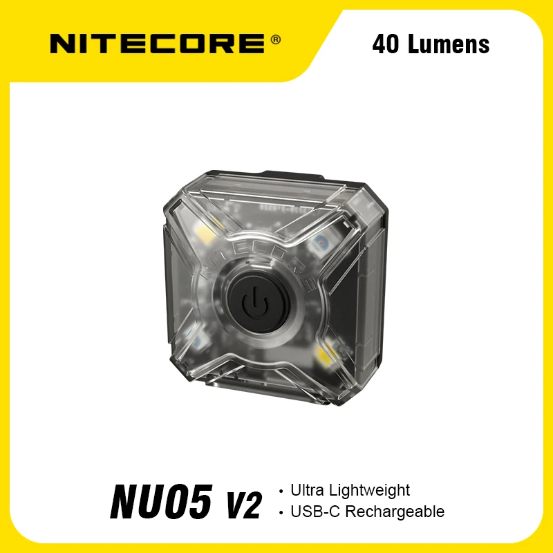 NITECORE NU05 V2 USB-C Rechargeable 40Lumens Headlamp Mate 4 Lighting Modes Activity Outdoor/Camping