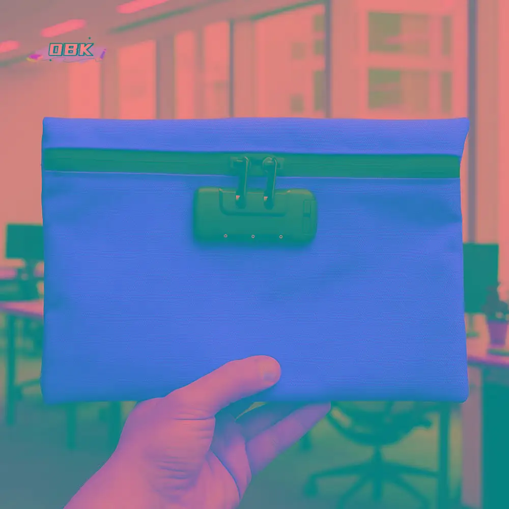 

Combination Lock Money Bag with Lock Canvas Waterproof Portable Locking Pouch Portable Zip Closure Security Document Bag