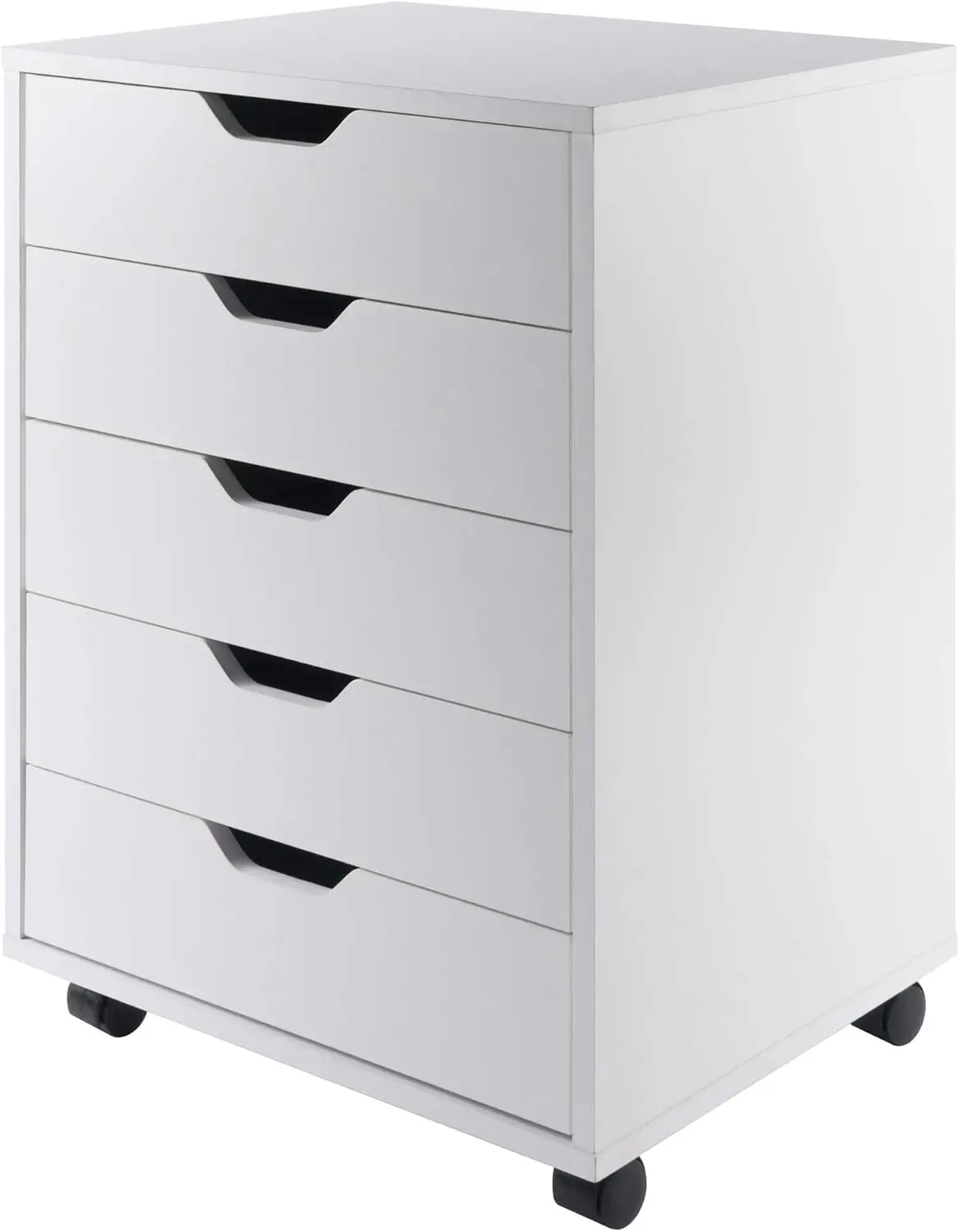 

5-Drawer White Composite Wood Cabinet for Craft & Office Storage, Easy Assembly