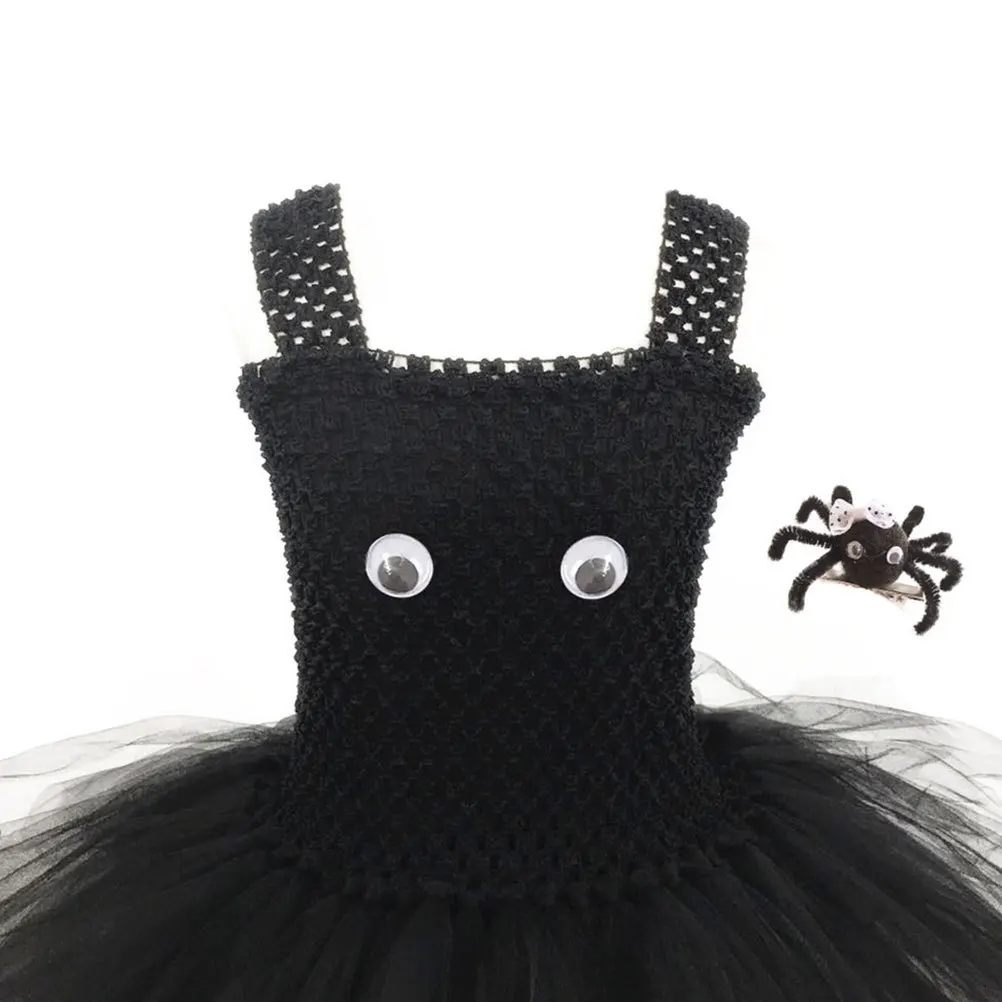 

1 комплект, платье-пачка с пауком для девочек на Хэллоуин, праздничный костюм без рукавов, комплект одежды для косплея, детская одежда на день рождения, наряды на Хэллоуин