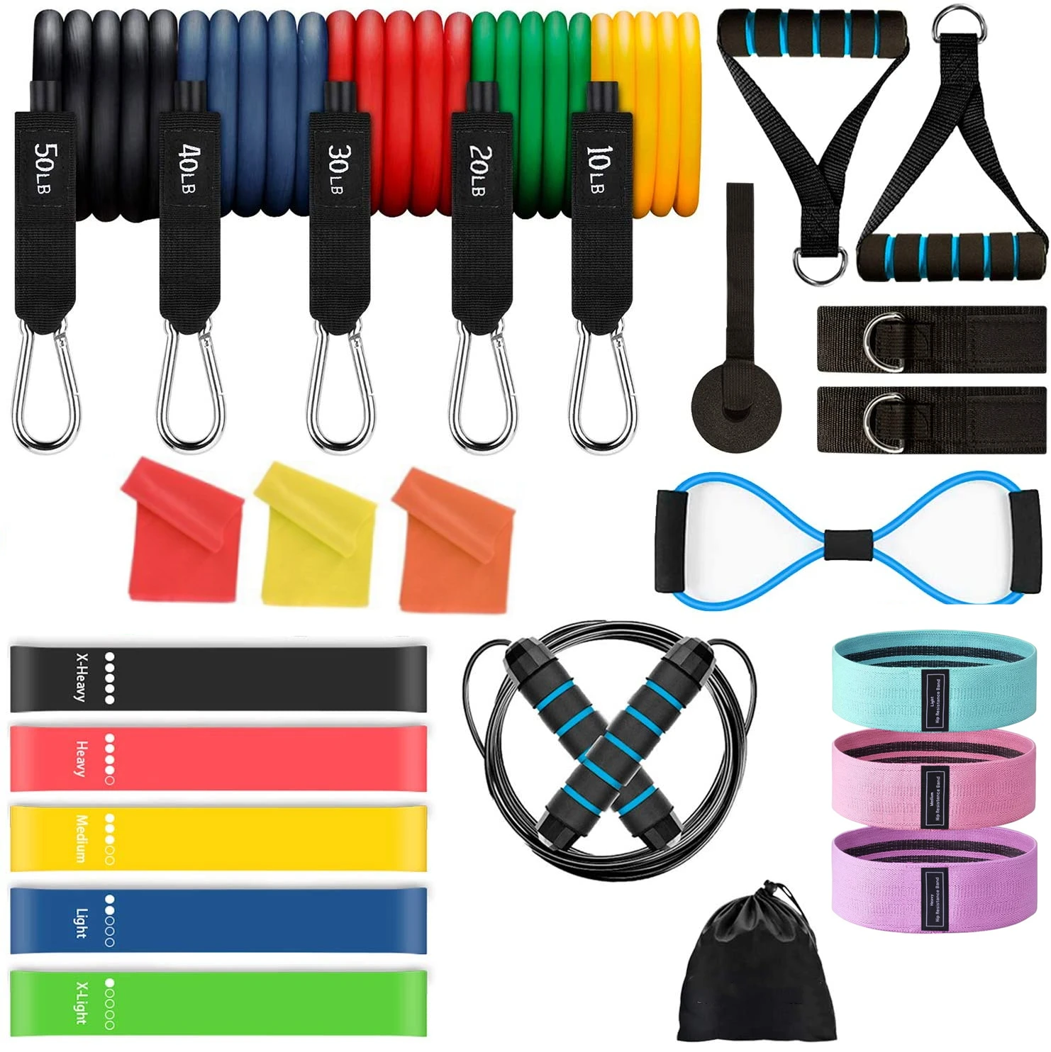 

Fitness Jump Rope Yoga Strap Workout Exercise Tube Resistance Band Set 1