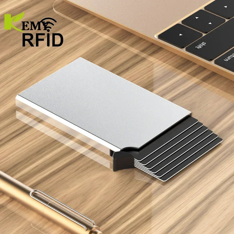 SHIMENGFU Slim RFID Wallet Metal Stainless Steel Creative Business Card Holder Aluminum Credit Card Pack for Office Use