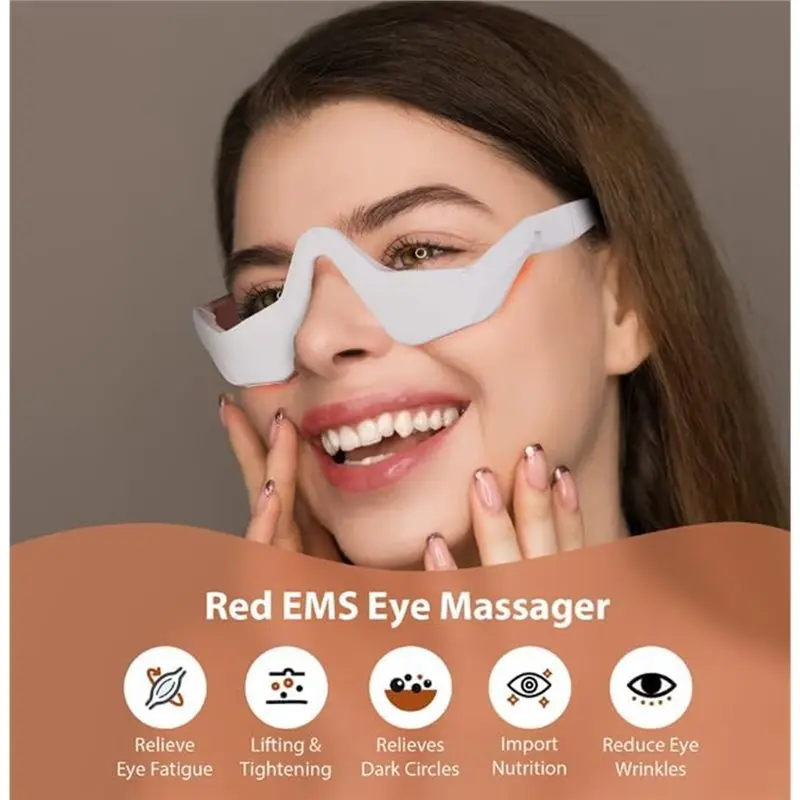 A83X-Under Eye Red Light Therapy Glasses, Red Light Therapy Device Microcurrent Eye Massager, Eyes Bag Remover