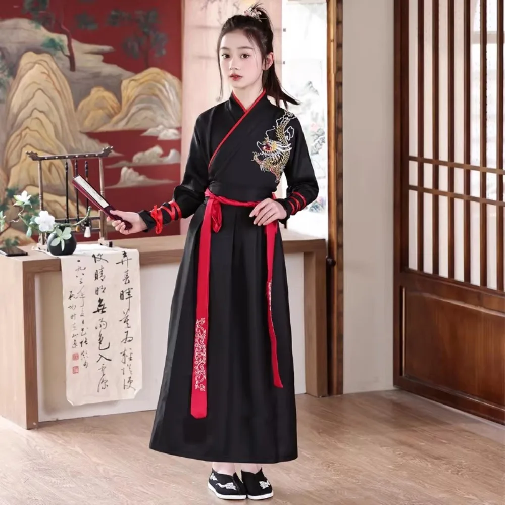Chinese Hanfu Kungfu Ethnic Style Cosplay Stage Performance Costume Party Adult Women Clothing Man Clothes Kids Kungfu Boy Girl