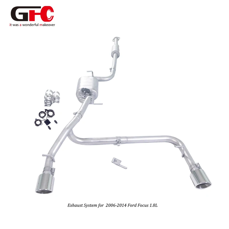 

For Ford Focus Classic 2011 1.8L Cat-Back Exhaust System HKG Single Muffler Single Valve Y-Pipe Dual Tips Stainless Steel
