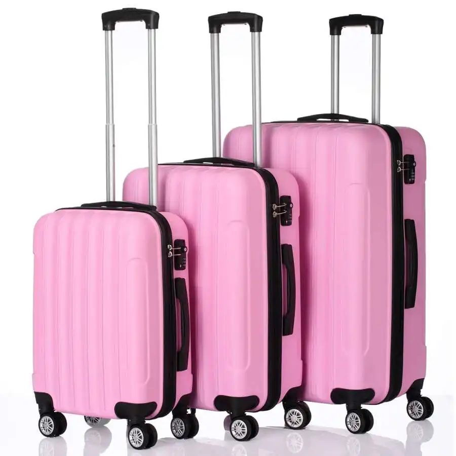 3-In-1 Multifunctional Large Capacity Traveling Storage Suitcase Luggage Pink-black to school