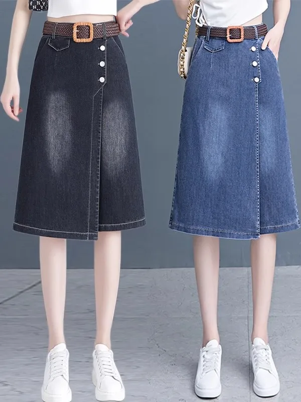 

High Waist A-Line Wide Leg Jeans Skirt for Women Summer Thin New Sle Drapey Loose Seven-Foot Skirt Pants Commute Sle