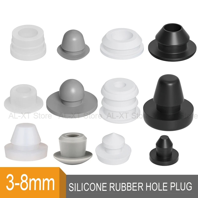 20-50Pcs 3/3.5/4/4.5-8mm Conical Snap-on Silicone Rubber T-Type Plug Blanking End Caps Tube Inserts Bung Proof High Temperature
