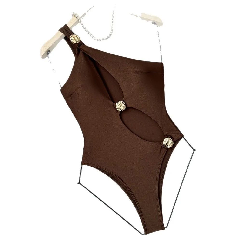 Sexy Solid One Piece Swimsuit For Women Push Up Halter Plunge Bathing Suit Tummy Control Summer Beachwear Brazilian One Piece Sw