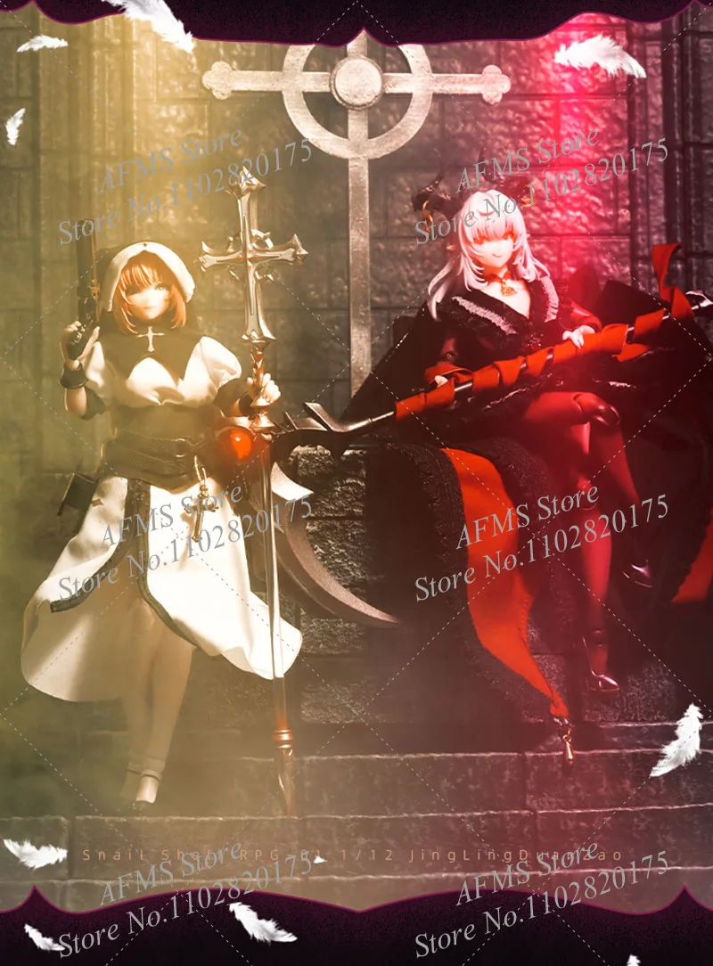 달팽이 껍질 1/12 여성 군인 수녀 뮤즈 수큐버스 루스티아 의상 세트 전투 장비 액세서리 6인치 액션 피규어 인형에 적합