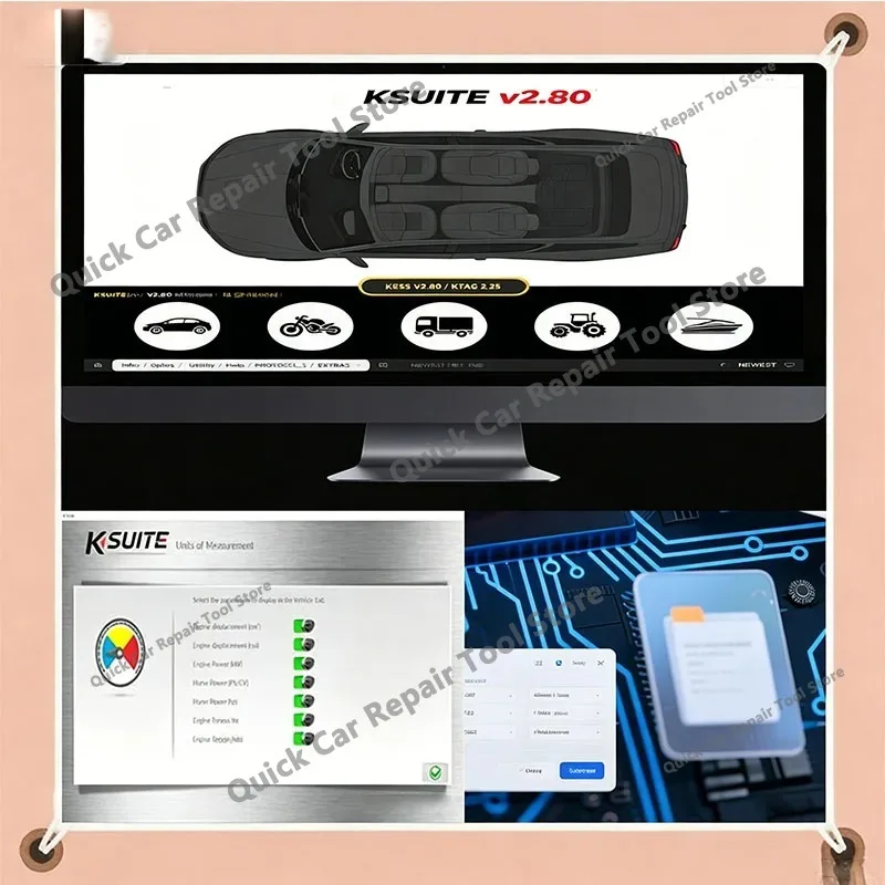 Ksuite V2.80 Ktag 2.25 obd2 scanner work with K E S S V2 V5.017 RSA Error Unlock Corrected for Car Truck Bike Tractros Eu models