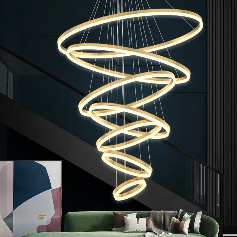 

Nordic Home Decor Rings Pendant Lights for Dining Living Room Staircase Salon Chandeliers Lamp Indoor Lighting Lusters Luminaire