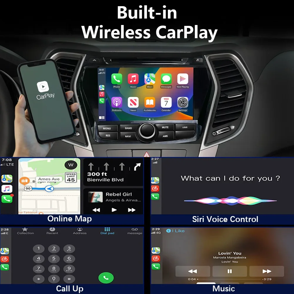 Android Car Radio Interior CHSTEK For Hyundai IX45 Santa Fe 3 2013 - 2017 Multimedia Player Carplay Stereo Head Unit Bluetooth