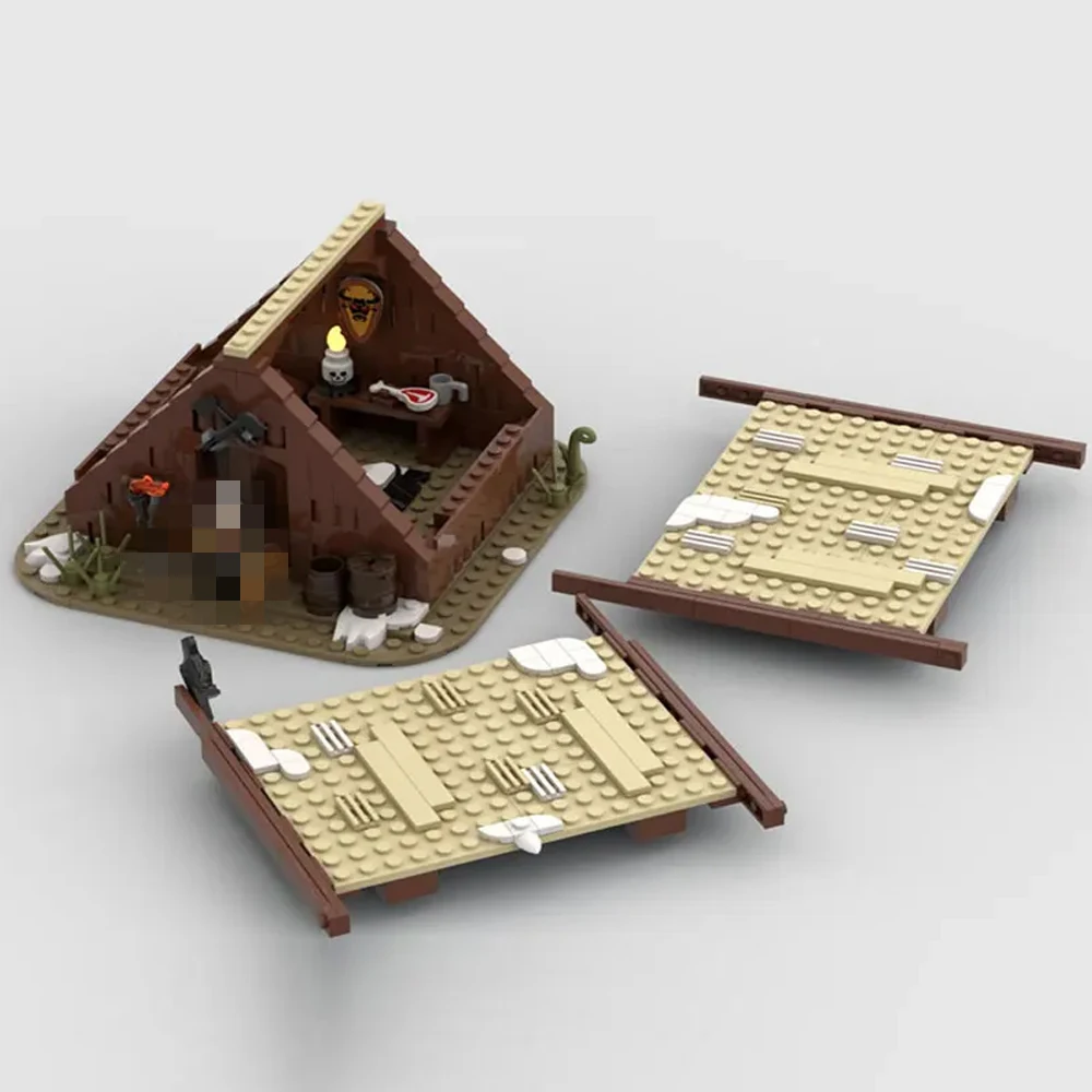 312 pieces building blocks MOC-93063 Viking hut assembly toy gift medieval building model made in China children's gift