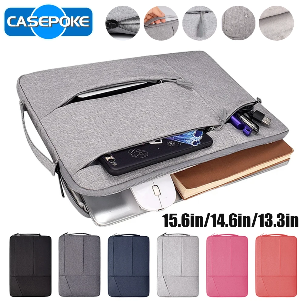 CASEPOKE Laptop Bag 13.3in 14.6in 15.6in PC Case for Macbook Air Pro Lenovo Hp Dell Samsung Waterproof Handbag Laptop Sleeve