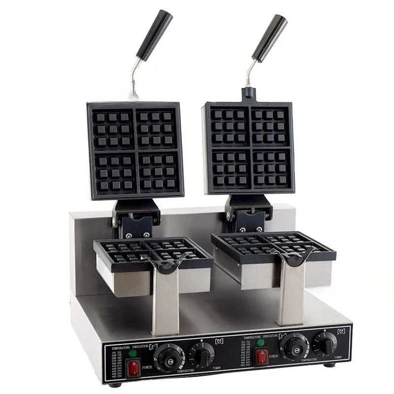 Forno elétrico giratório de quatro peças para waffles de cabeça dupla