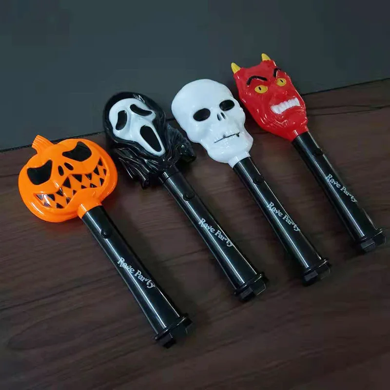 New Novelty Fun children's Light-up Halloween Pumpkin lampeggiante Stick Toy Halloween Sounding LED Skull lampeggiante Stick