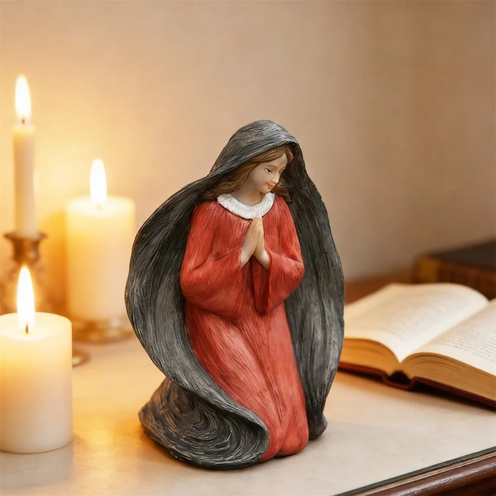 

Mary Statue Small Tabletop Statue Craft Small Religious Sculpture For Bookcase Bookshelf Display Cabinet Dressing Table