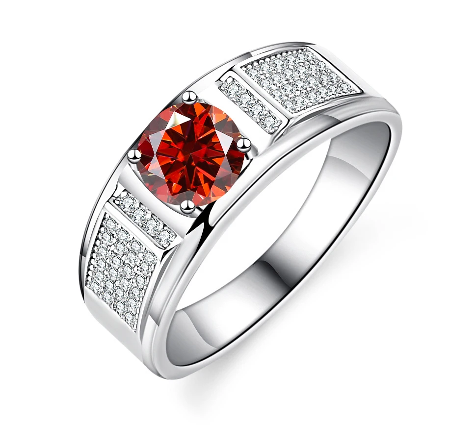 Men's 1.0 Carat Moissanite Engagement Ring, 18K White Gold