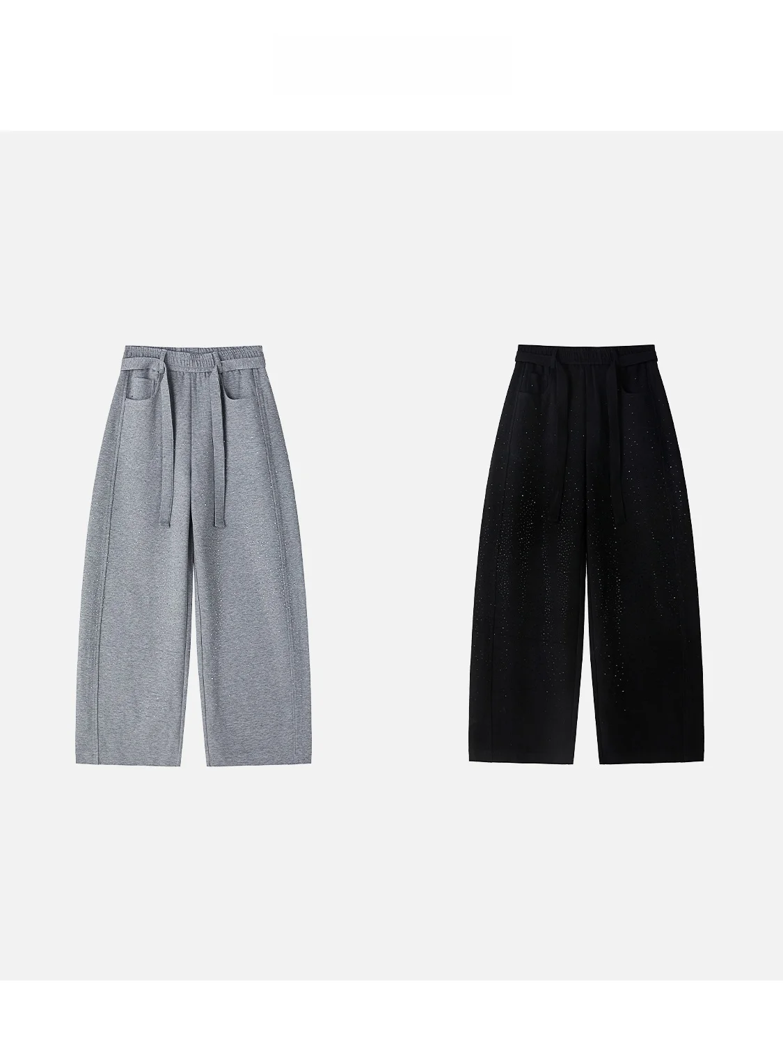 

Новые повседневные брюки JINGJING2026 с блестками, эластичным поясом, яркими стразами и эффектом водной россыпи, длинные прямые брюки-трубы