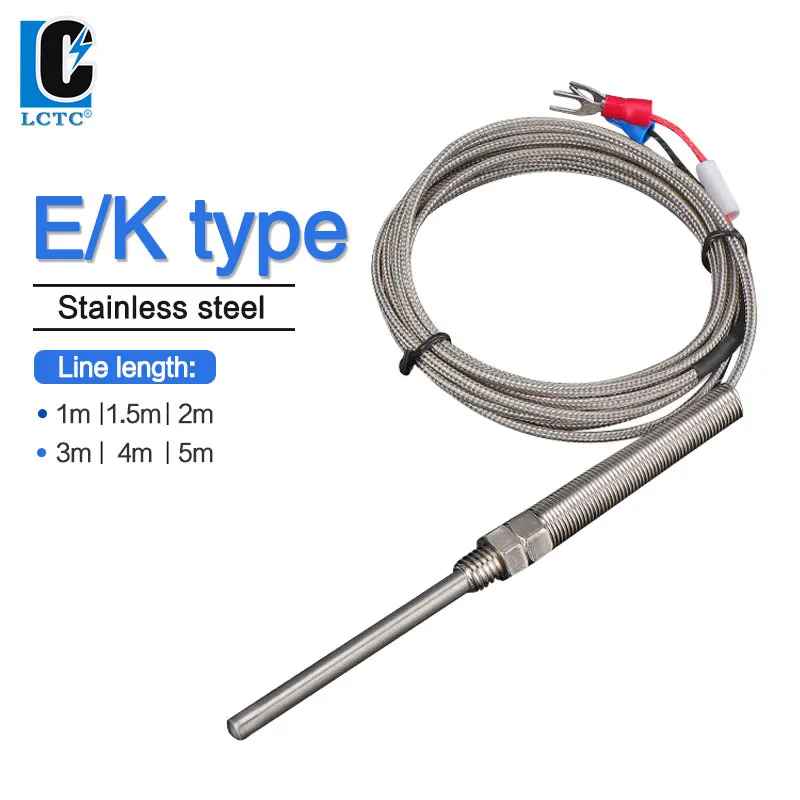 

LCTC High Temperature Sensor For Temperature Controller K E Type Probe M8 Wired Thermocouple 1/2/3/4/5mm