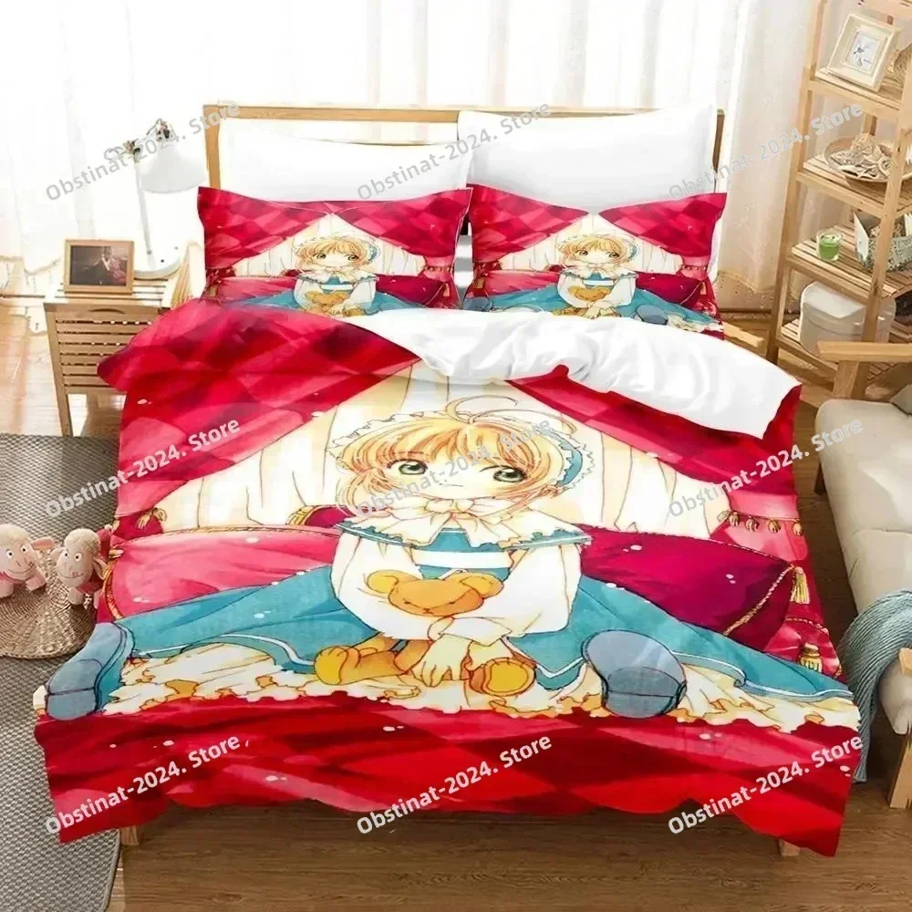 3D Print Anime Cardcaptor Sakura Bedding Set Duvet Cover Bed Set Quilt Cover Pillowcase Comforter king Queen Size Boys Adult