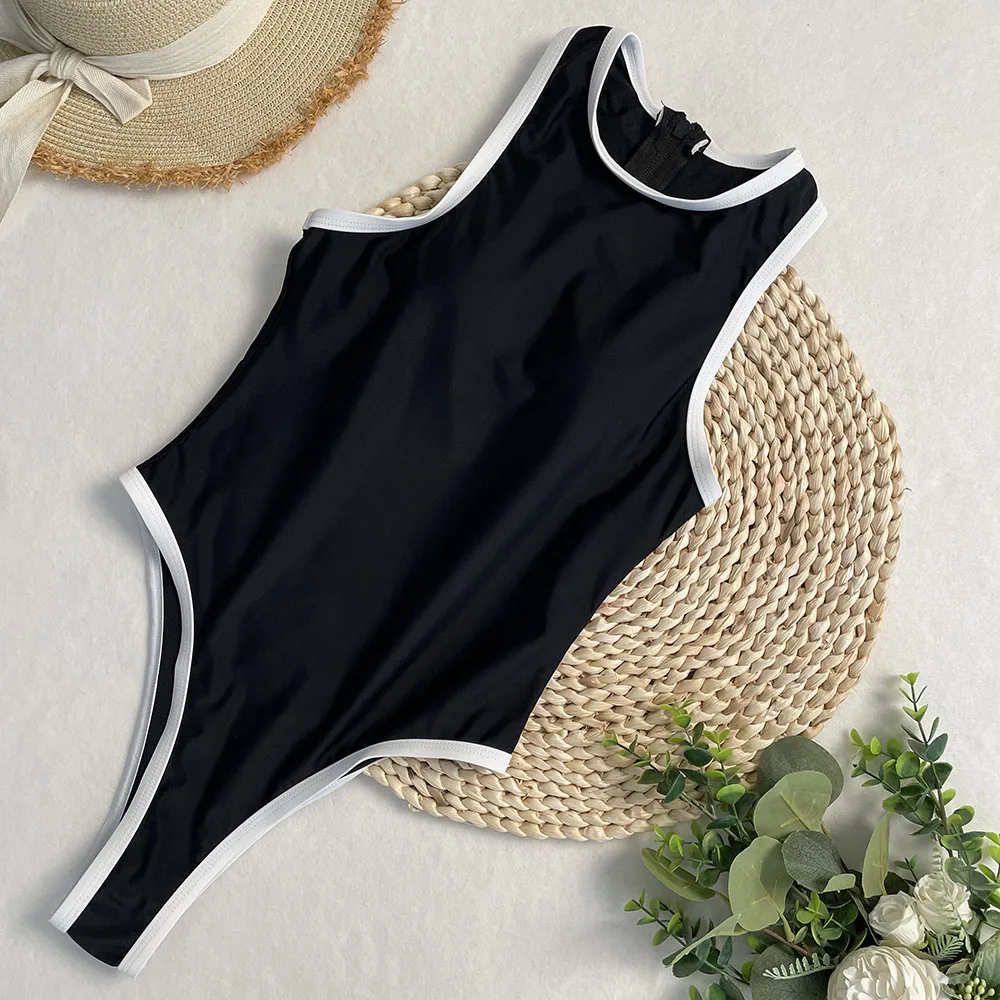 

New One-Piece Swimwear Summer Swimsuit Women Bathing Suit Splice Color Take A Holiday Beachwear Patchwork Bathing Suit Bikini