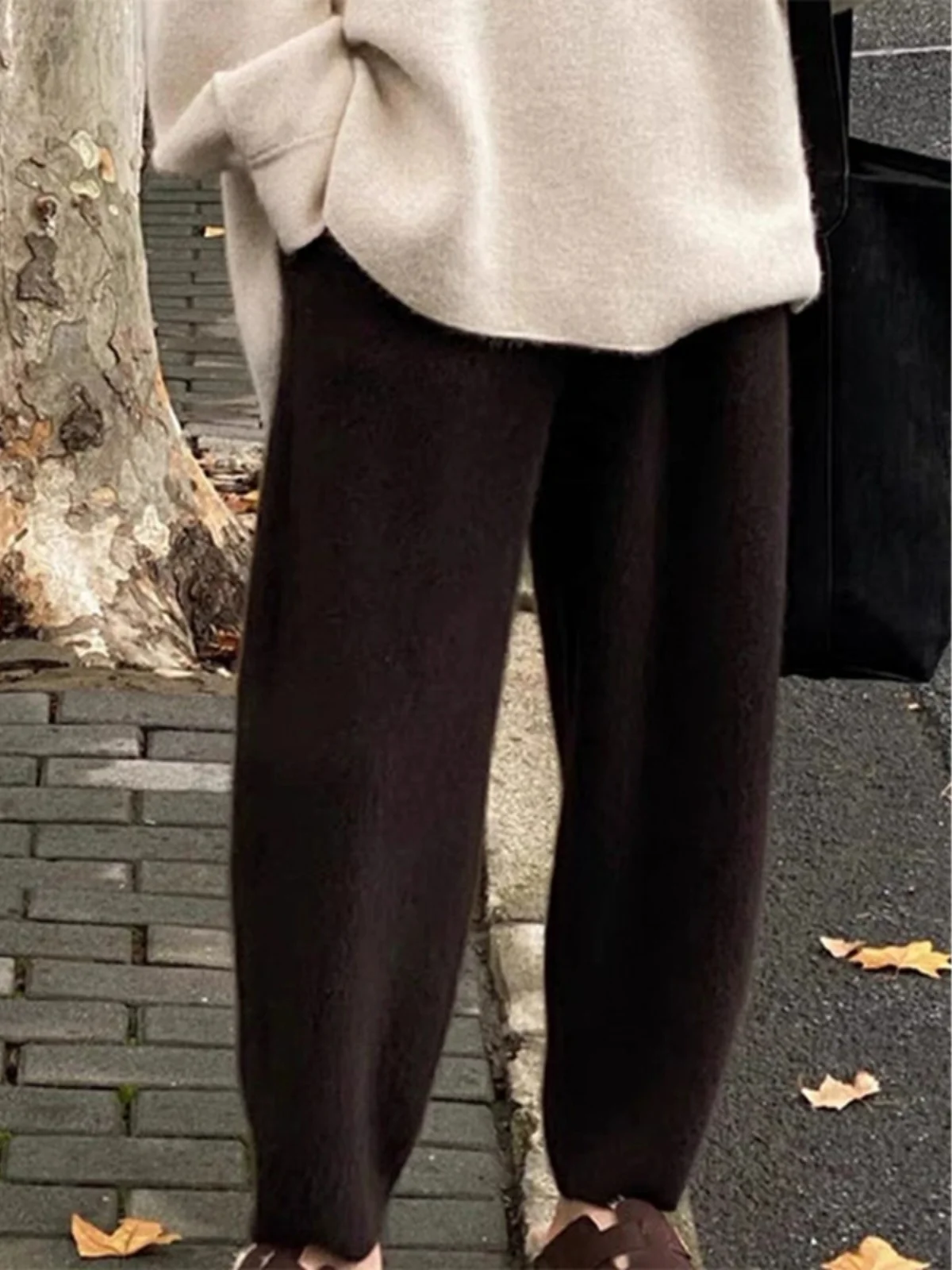 

Emily Clud Recommended～Raccoon Velvet Knitted Pants Women's Autumn Winter Small Size High Waist Harem andmother Pants