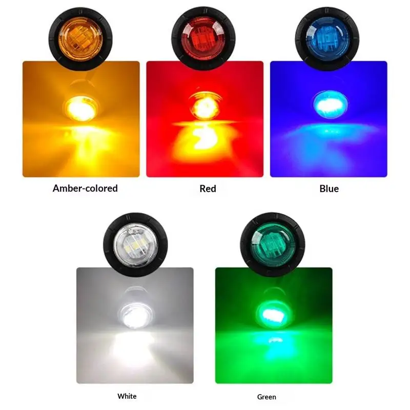 5 PCS Mini Round LED Side Marker Light High Brightness 24V Truck Trailer Auto Indicators Clearance Light Universal