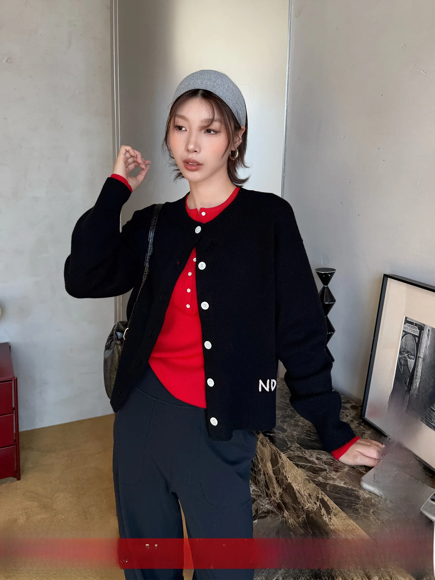 

Ретро-кардиган с круглым вырезом и открытыми пуговицами, бренд DEARSOCUTE, ручная работа, свободный крой, длинный рукав, шерстяной свитер для повседневной носки