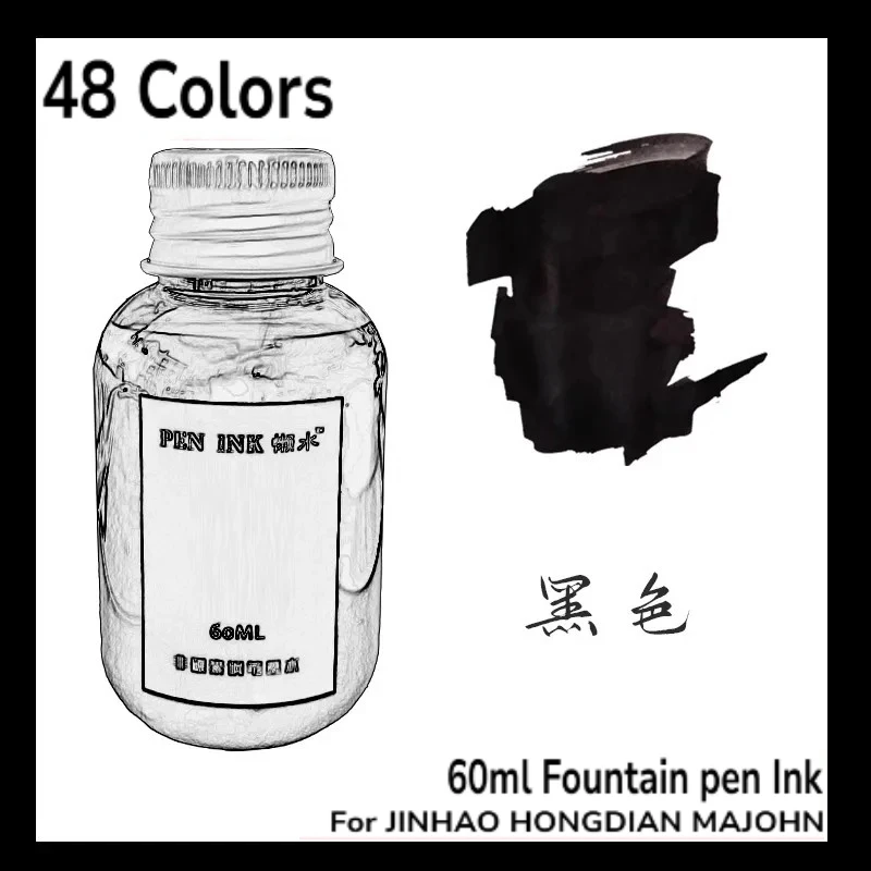 

60ml 48 Colors Fountain Pen Ink Dip Pen Ink Refill Cartridge Writing Stationery School Supplies For JINHAO HONGDIAN MAJOHN