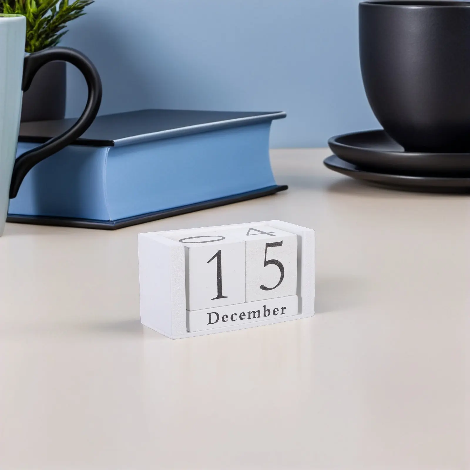 Vintage Wooden Perpetual Desk Calendar Compact Wood Block Date Display Adjustable Month Day Flip Blocks Reusable Desktop