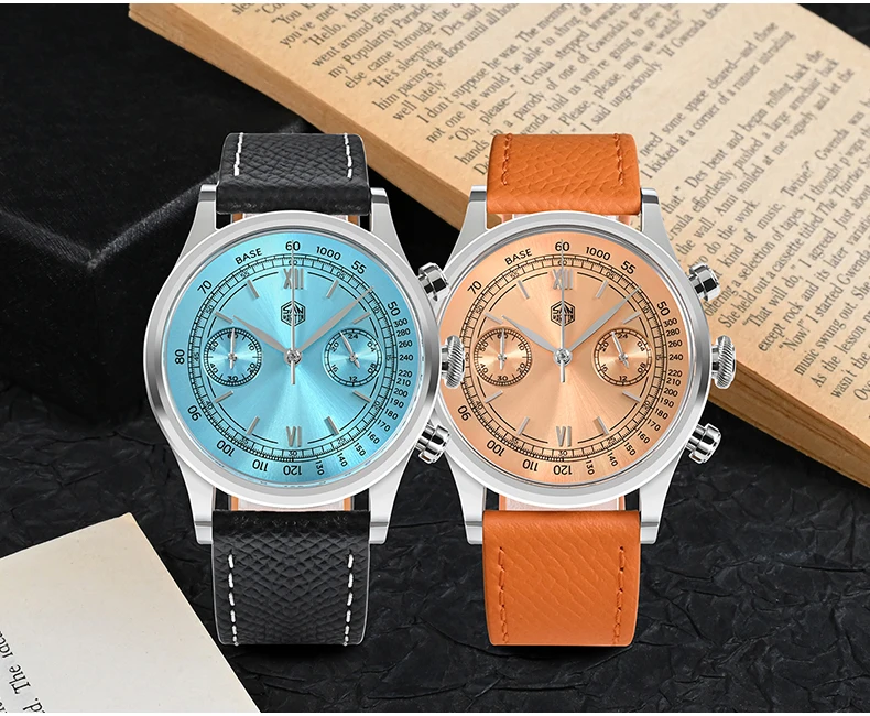 San Martin Men Luxury Watch Chronograph Quartz Watches 38mm Wristwatch Couple 50M Waterproof Sapphire Quick Release Strap VK6430