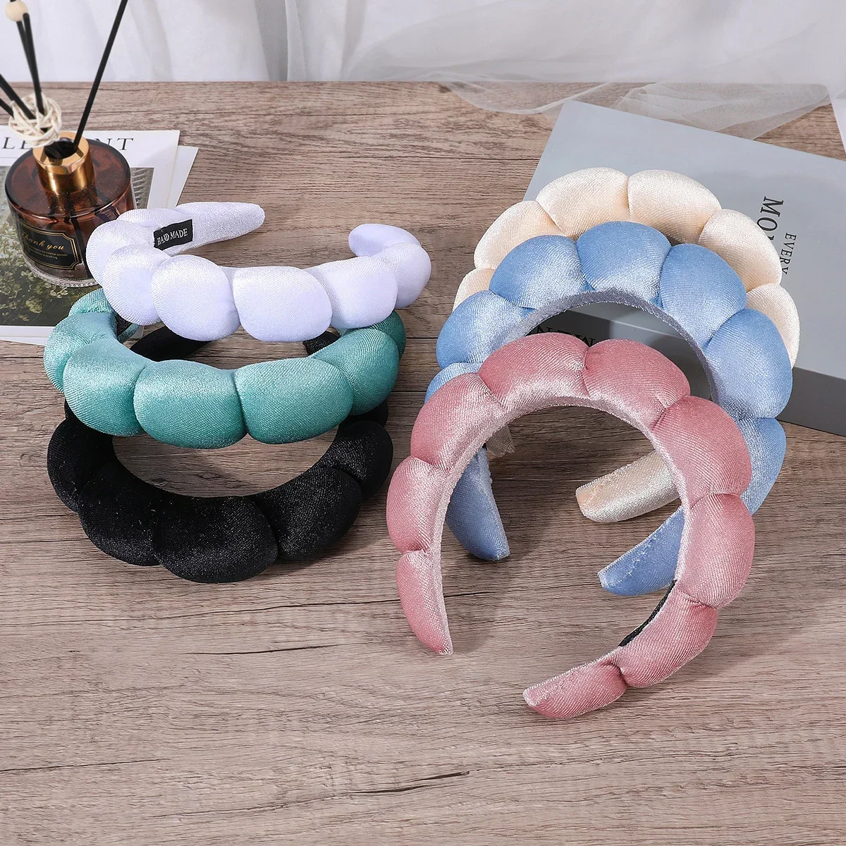 Schwamm-Stirnbänder für Frauen und Mädchen, geschwollenes Haarband, Make-up, Blase, Frottee, Co Spa, Retro-Haarband, Damen-Haar-Accessoires, Kopfbedeckung – Detail 7
