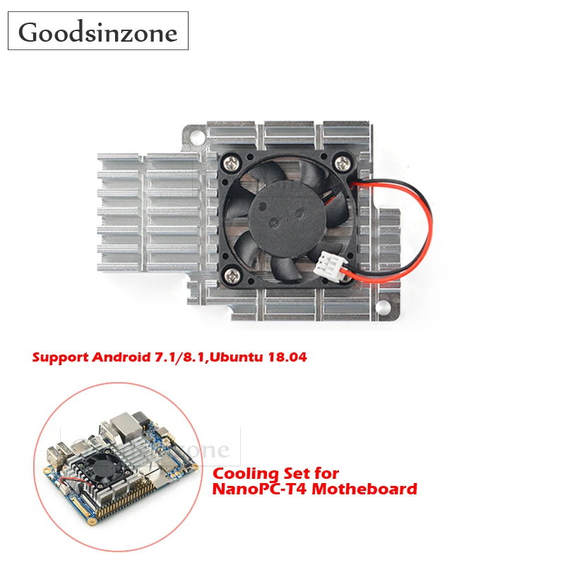 PWM Cooling Fan with Heatsink Kit for NanoPi NanoPC-T4, Cooler Heat Sink with Thermal Glue For NanoPi Ubuntu,For Android